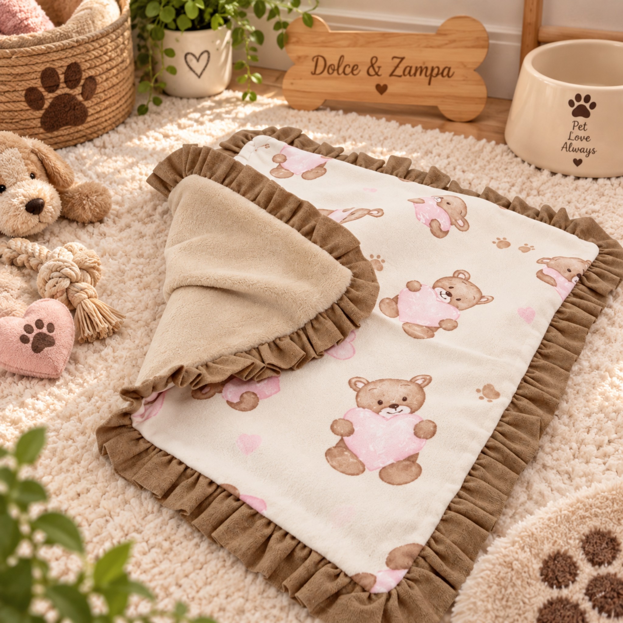 Coperta Pet Cocoon Rosa a Pois con Minnie